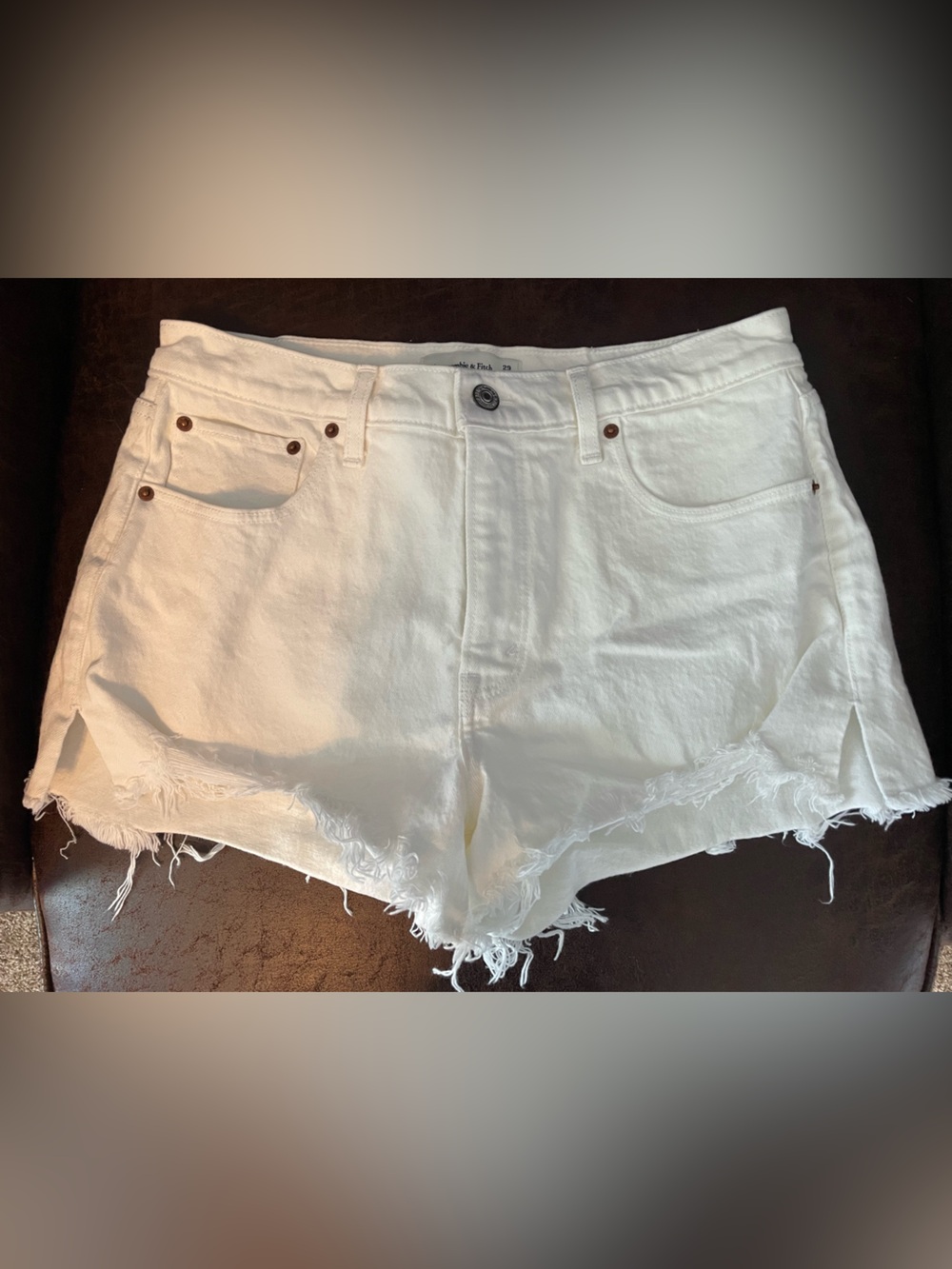 Abercrombie & Fitch White Mid-Rise Denim Shorts